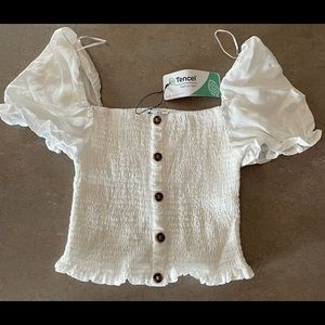 White Smocked Crop Top- Small